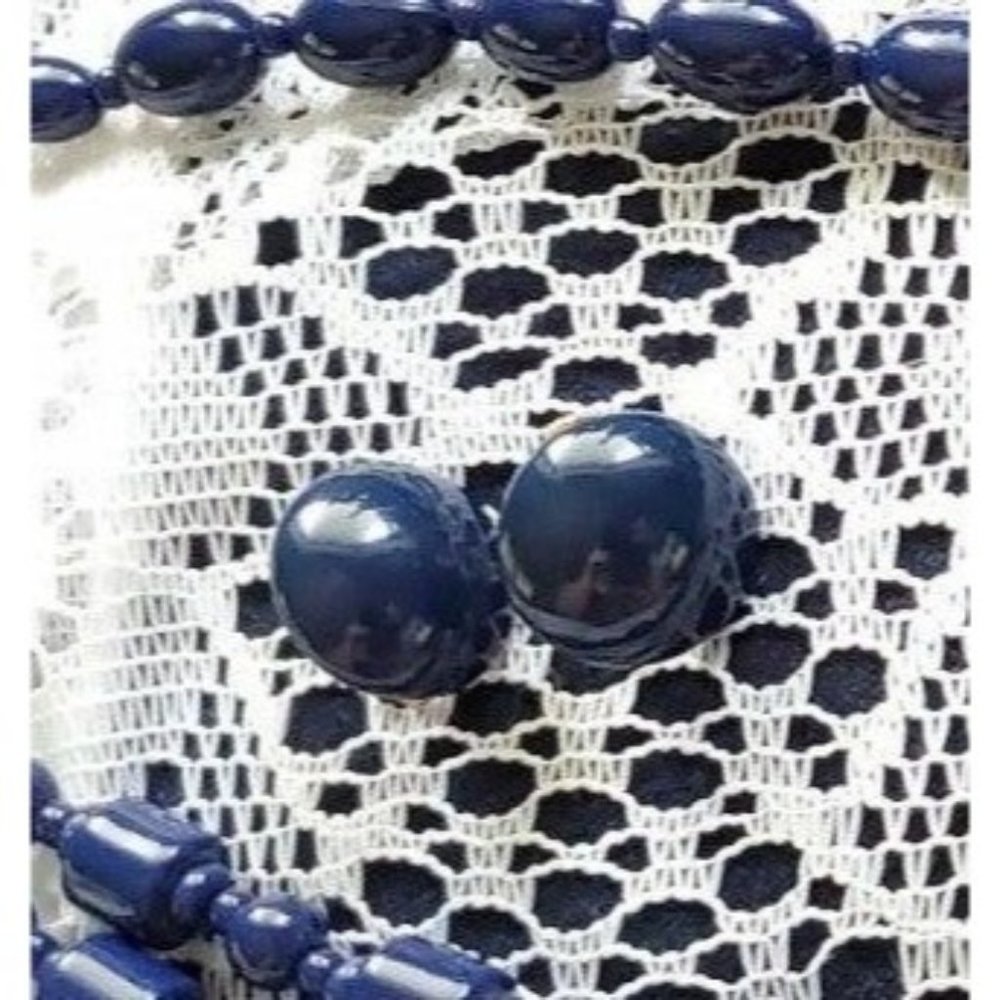 NAPIER 70's Earrings Vintage cute blue button CLIP On Jewelry